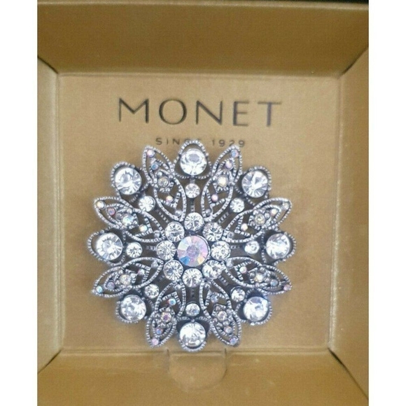 Monet Accessories - Monet Brooch Multi Color Crystal Stones-Enamel Flower Great Valentine Gift